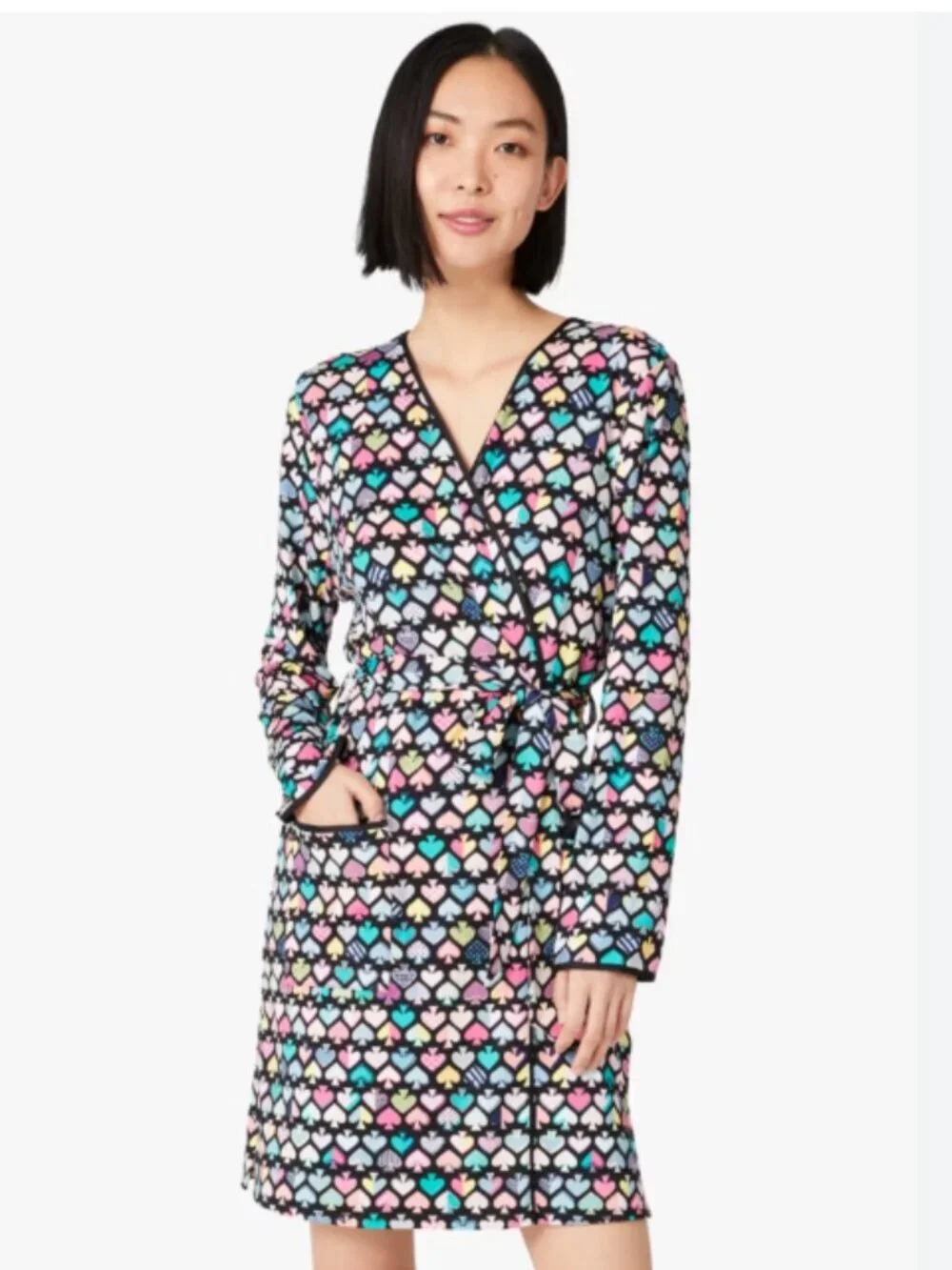 Kate Spade Graffiti Spades Short Robe Multicolor Wrap Lounge Robe M